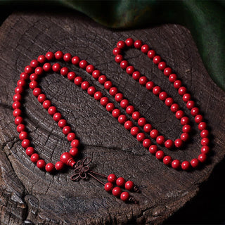 Buddha Gift 108 Mala Beads Cinnabar Om Mani Padme Hum Pattern Engraved Blessing Bracelet