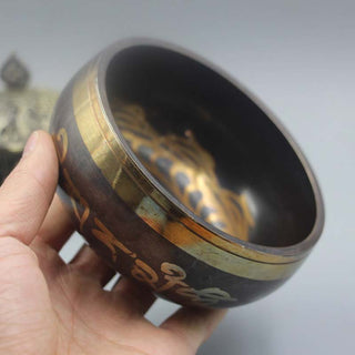 Buddha Gift Tibetan Meditation Bowl for Healing and Mindfulness Om Mani Padme Hum Singing Bowl