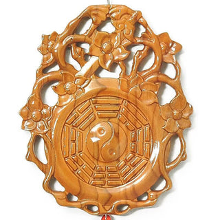 Buddha Gift Feng Shui Bagua Map Peach Wood Chinese Knotting Balance Energy Map