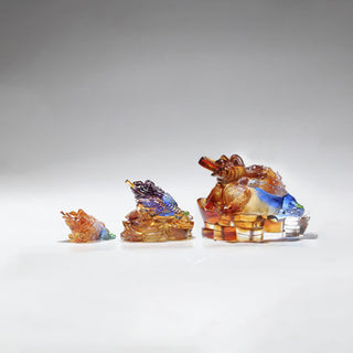 Buddha Gift Feng Shui Frog Handmade Liuli Crystal Art Piece Wealth Home Office Decoration