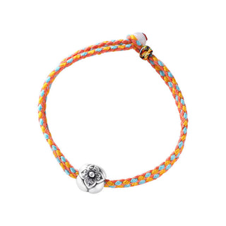 Buddha Gift 999 Sterling Silver Persimmon Luck Multicolored Braided Bracelet