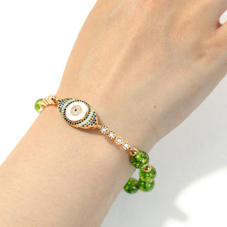 Buddha Gift Natural Peridot Evil Eye Abundance Bracelet