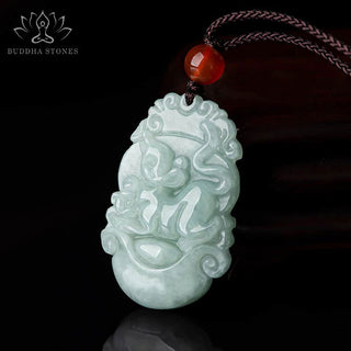 Buddha Gift Natural Jade 12 Chinese Zodiac Sucess Pendant Necklace