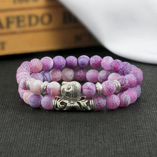 Buddha Gift 2Pcs Natural Crystal Agate Buddha Protection Bracelet