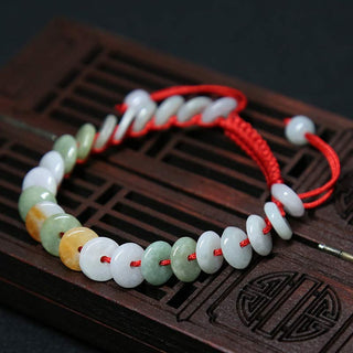 Buddha Gift Round Jade Lucky Red String Weave Bracelet