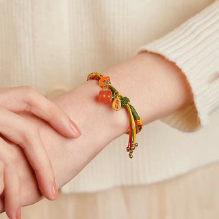 Buddha Gift Persimmon Red Agate Strength Reincarnation Knot Braid String Bracelet