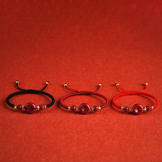 Buddha Gift Handmade Lotus Cinnabar Peace Buckle Blessing Braid Bracelet