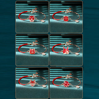 Buddha Gift 925 Sterling Silver Color-changing Chinese Zodiac Luck Protection Red String Chain Bracelet