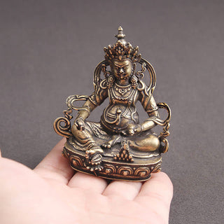 Buddha Gift Yellow Jambhala Bodhisattva Figurine Serenity Copper Statue Decoration