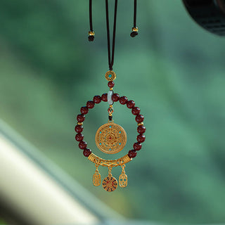 Buddha Gift Natural Cinnabar Wish Ruyi Peace Blessing Car Hanging Decoration