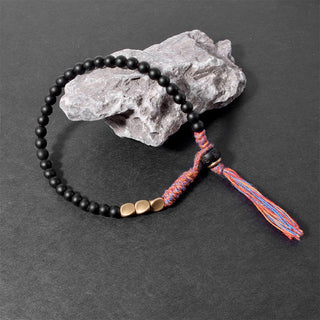 Buddha Gift Handmade Tibetan Black Onyx Tassel Bracelet