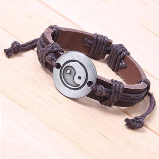 Buddha Gift Retro Yin Yang Leather Harmony String Bracelet