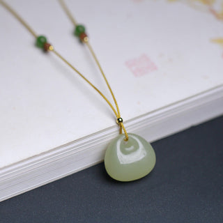 Buddha Gift Natural Hetian Jade Small Bag Pattern Prosperity String Necklace Pendant