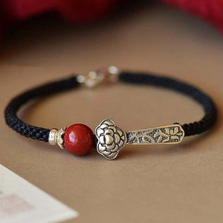Buddha Gift 925 Sterling Silver Cinnabar Blessing String Bracelet