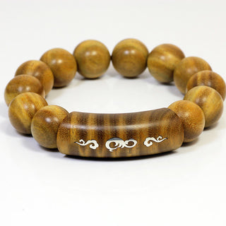 Buddha Gift 999 Sterling Silver Green Sandalwood Om Mani Padme Hum Dragon Phoenix Dharmachakra Inlaid Peace Bracelet
