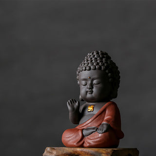 Buddha Gift Small Buddha Serenity Purple Clay Home Desk Decoration
