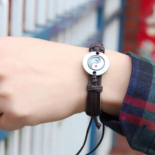 Buddha Gift Retro Yin Yang Leather Harmony String Bracelet