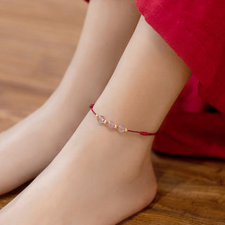 Buddha Gift Strawberry Crystal Beads Luck Red String Anklet