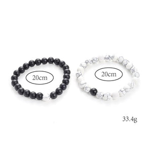 Buddha Gift 2pcs Natural Frosted Stone White Turquoise Bead Couple Bracelet