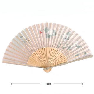 Buddha Gift Lotus Begonia Flower Jasmine Handheld Bamboo Folding Fan 21cm