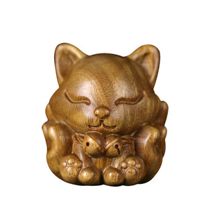 Buddha Gift Mini Nine Tailed Fox Ivory Fruit Sandalwood Green Sandalwood Blessing Decoration