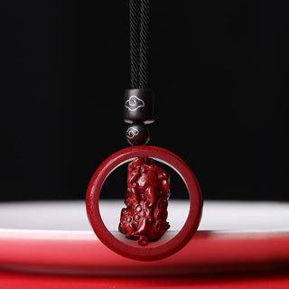 Buddha Gift Cinnabar Om Mani Padme Hum PiXiu Blessing Lucky Bead Necklace Pendant
