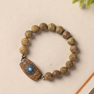 Buddha Gift Green Sandalwood Ebony Wood Sandalwood Om Mani Padme Hum Soothing Bracelet