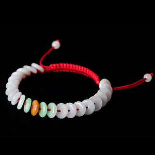 Buddha Gift Round Jade Lucky Red String Weave Bracelet