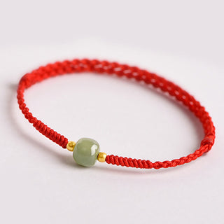 Buddha Gift Handmade Jade Lucky Bead Prosperity Braided Bracelet