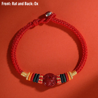 Buddha Gift Year of the Dragon 925 Sterling Silver Chinese Zodiac Cinnabar Auspicious Matches Blessing Bracelet
