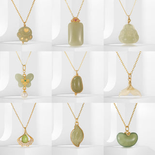 Buddha Gift 925 Sterling Silver Natural Hetian Jade Cyan Jade Luck Laughing Buddha Butterfly Necklace Pendant