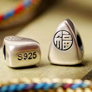 Buddha Gift 925 Sterling Silver Fu Character Zongzi Pattern Multicolored String Luck Handmade Braided Bracelet