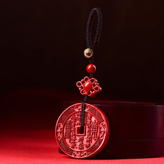 Buddha Gift Natural Cinnabar Mountain Ghosts Spend Money Bagua Blessing Necklace Pendant Key Chain