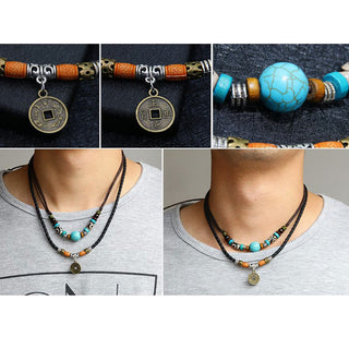 Buddha Gift Turquoise Dzi Bead Protection Necklace