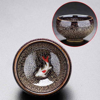 Buddha Gift Small Koi Fish Kiln Change Chinese Jianzhan Ceramic Teacup Kung Fu Tea Cup 60ml