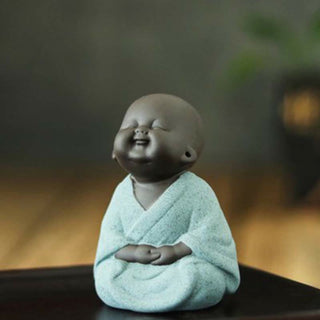 Buddha Gift Always Smiling Laughing Buddha Wealth Luck Purple Clay Maitreya Statue Decoration