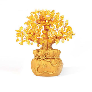 Buddha Gift Natural Citrine Money Tree Gemstone Ornament - Feng Shui for Prosperity