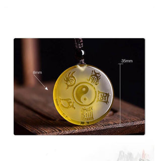 Buddha Gift Taoism Five Sacred Mountains Yin Yang Symbol Liuli Crystal Balance Necklace Pendant Key Chain