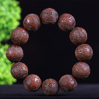 Buddha Gift Chinese Zodiac Rosewood Ebony Copper Coin PiXiu Carved Warmth Bracelet
