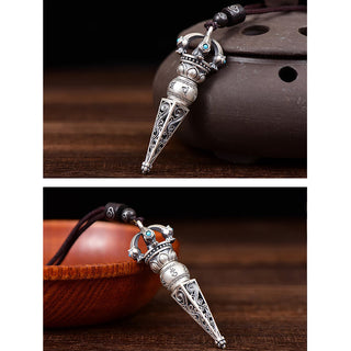 Buddha Gift Tibetan Om Mani Padme Hum Dorje Vajra Design Wisdom Rotatable Necklace Pendant