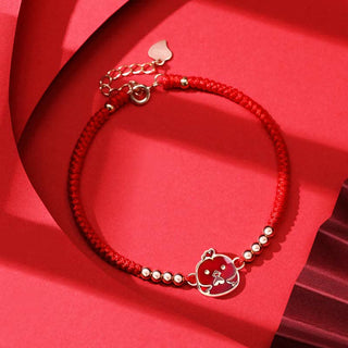 Buddha Gift 925 Sterling Silver Chinese Zodiac Luck Faith Discolor Red String Bracelet