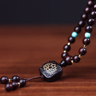 Buddha Gift 108 Mala Beads Tibetan Small Leaf Red Sandalwood Lotus Balance Bracelet