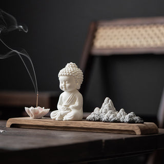 Buddha Gift Lotus Flower Tathagata Kwan Yin Avalokitesvara Ksitigarbha Meditation Ceramic Stick Incense Burner Decoration
