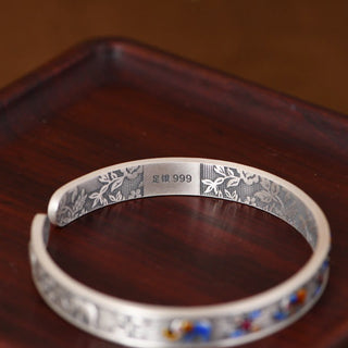 Buddha Gift 999 Sterling Silver Elephant Strength Wisdom Bracelet Cuff Bangle