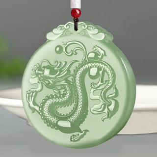 Buddha Gift Chinese Zodiac Dragon Jade Luck Necklace String Pendant