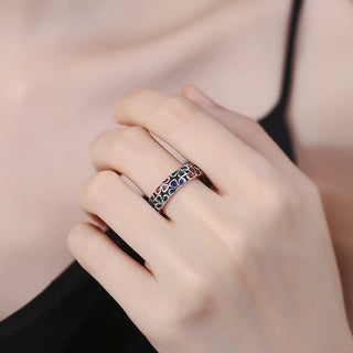 Buddha Gift Colorful Plum Blossoms Design Healing Copper Adjustable Ring