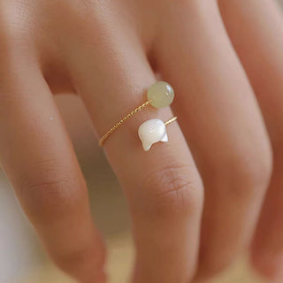 Buddha Gift Tridacna Stone Cat Head Jade Bead Blessing Ring