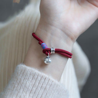 Buddha Gift 925 Sterling Silver Tibetan Handmade Om Mani Padme Hum Persimmon Charm Luck Protection Braided Bracelet