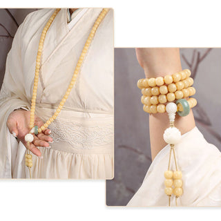 Buddha Gift Natural Bodhi Seed Lotus Dzi Bead Peace Harmony Charm Bracelet