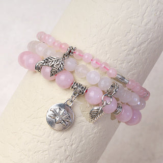 Buddha Gift 3PCS Natural Quartz Crystal Beaded Healing Energy Lotus Bracelet